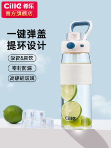 High Aesthetic Value Large Capacity Glass Tea Cup with Straw Portable Mens And Womens Summer Drinking Water Cup with Tea Strainer