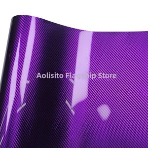 OLLIESTO | High Gloss Electroplated Carbon Fiber Pattern PET6D Car Wrap Black Red Gold