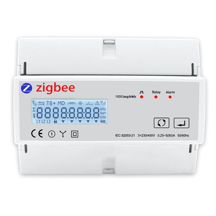 Three Phase Energy Meter Zigbee TuYa 80A Din Rail Smart Power Meter AC 230V TAC7361C