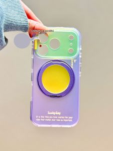 LIANGWU | Color Collision Laser Design Bracket Simple Pure Color Full Protection Lens Case