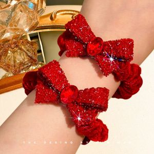 High Elasticity Red Butterfly Knot Hair Ties for Women Durable Hair Bands Childrens Hair Bands Chinese Zodiac Year Accessories