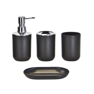Bathroom Set Boutique 4/6Piece Set Trash Can MouthwashCup Hand Soap Toothbrush Holder Soap Box Toilet Brush Holder Practical Set