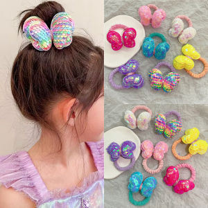 🔥Orfila 1PC Cute Colorful Glitter Butterfly Hair Bands For Girls Sweet Sequin Hair Decorate Kids Ponytail Elastic Hair Tie Rubber Band Princess Hair Accessories