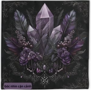 VIKAMA Đậm Thạch Anh Tím Lông Vũ Khăn Trải Bàn Gothic Phù Thủy Năng Lượng Tarot Bói Toán Vuông Polyester Khăn Trải Bàn Chống Thấm Nước Có Thể Tái Sử Dụng
