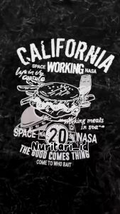 T-SHIRT WORKING CALIFORNIA SPACE NASA WASHED BLACK 100% COTTON COMBAD UNISEKS
