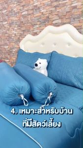 ผ้าปูที่นอนไหมน้ำแข็งเสริมยางพารา เช็ต 6 ชิ้น แบรนด์ DIAMOND HOUSE ขนาด 3.5 5  6 ฟุต