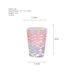 Tablecloth/Banner/Paper Cup/Paper Tray Birthday Supplies Disposable Tableware Mermaid Theme Cup Disposable