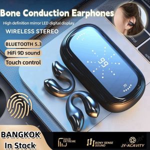 Bone Conduction Earphone Bluetooth 5.3 Ear Clip on Ear Earring Wireless Earbuds Sports HiFi Headsets Ear Hook With Mic
