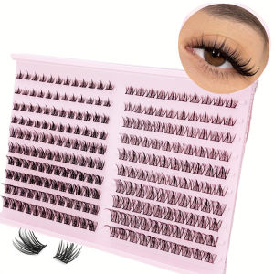 220pcs Natural Look Cluster Eyelashes Kit - 8-16mm D Curl Hypoallergenic DIY Lash Extensions for a Fluffy & Voluminous Look