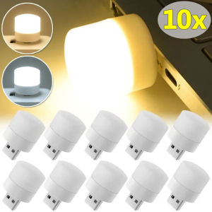 【Bella Room】 10Pcs Mini Portable Round Usb LED Night Light Book Reading Eye Caring Atmosphere Table Lamp Staircase Closet Bulb