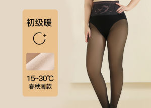 Water Light Socks Fleece Lined Pantyhose Womens High Waist Tummy Control Autumn Winter Fake Transparent Skin Base Layer Socks