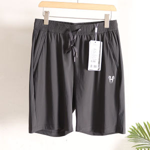 กางเกงขาสั้นผู้ชายเอวยางยืดผ้าไหมน้ำแข็ง 5 นิ้ว ทรงหลวม ใส่สบาย ระบายอากาศได้ดี ป้องกันยุง ผ้าไนลอน ผ้ากำมะหยี่