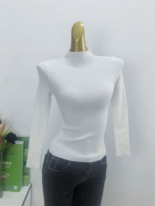 French Style Knitted Long Sleeve Base Shirt Womens Slim Fit Inner Wear Half High Collar Autumn Winter Fashion Soft Knitwear