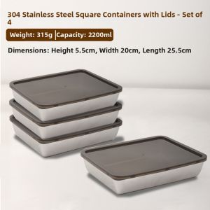 BAICHANG | Food Grade Stainless Steel Storage Box Long Rectangular