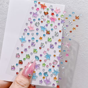 1Pcs Aurora Iridescent Star Diamond Tattoo Stickers 8*12cm Y2K Girl Party Festival Makeup Face Rhinestones DIY Body Decorations