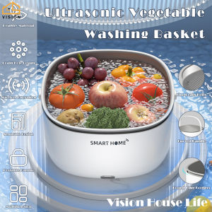 Vision Fruit Vegetable Purifier Automatic Ultrasonic Cleaner Household Vegetable Fruit Washer Washing Machine with Drainer Sterilization and Disinfection