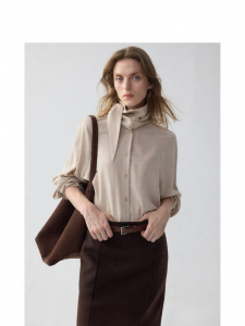 epoque de rueen | Structured Layered Lenzing Fabric Design Long Sleeve Shirt For Winter