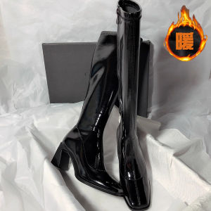 2024 New Arrival High Heel Elegant Skinny Boots Minimalist below the Knee Boots Square Toe High Boots Female Side Zipper Knight Boots