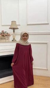 Paket 3 Pcs Gamis Anak Perempuan Terbaru Crinkle Airflow Usia 2 - 12 Tahun Resleting Depan Kekinian