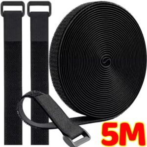 5M Reusable Nylon Fastening Cable Ties Hook Loop Adjustable Self-Adhesive Securing Strap Fastener Tape Cable Cord Management