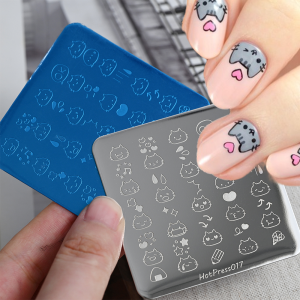 1Pcs Cute Multi-Expression Cat Nail Stamping Plate 6*6cm Kitten Love Stainless Steel Printed Nails Template DIY Nail Art Stencil