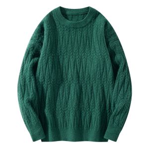 HENGYUANXIANG | Autumn Winter Mens Sweater Casual Loose Round Neck Knitted Shirt Fashionable Dad Clothes Comfortable Soft Nylon Fiber