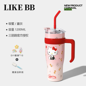 Hellokitty แก้วน้ำสแตนเลสทรงพิเศษความจุขนาดใหญ่พร้อมฝาปิดสำหรับผู้หญิง ดื่มน้ำเย็นได้ตลอดทั้งปี ดีไซน์เก๋ไก๋