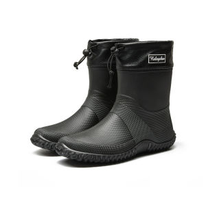 1 Đôi Giày Đi Mưa Ngắn Cho Nam Chống Thấm Nước Chống Trơn Trượt Nhẹ Giày Ngoài Trời Để Đi Làm Và Đi Biển Sử Dụng Trên Mắt Cá Chân PVC