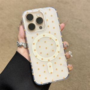 Ultra-Thin Silicone iPhone 16 pro Max Polka Dot Magnetic Absorption Full Cover Anti-Fall Personality Case Compatible with Apple 16 pro