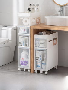 Plastic Bathroom Storage Cabinet Narrow Toilet Side Drawer Style Bathroom Sink Gap Organizer Bathroom Storage Solution