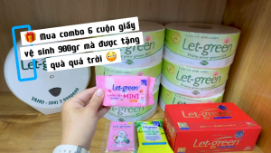 Giấy Vệ Sinh Cuộn LET-GREEN 900Gr/Cuộn | Bột Giấy Nguyên Thủy