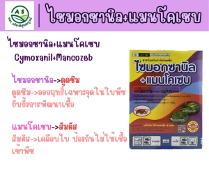 ไซมอกซานิล+แมนโคเซบ (ขนาด 1 กิโลกรัม)สารกำจัดและป้องกันโรคพืช เช่น โรคราน้ำค้าง โรคใบไหม้ โรคใบจุด และโรคเน่าดำ