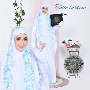 COD Mukena Terusan Dewasa tulip jumbo MukenaLajuran Langsungan Santri Rukuh Bordir Dewasa Katun Putih