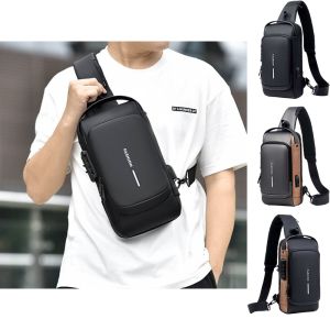 Waterproof Anti-Theft Crossbody Bag Fashion Sling Bag USB Shoulder Bag Men Casual Travel Chest Bag Side Bag for Men beg sling lelaki