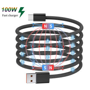 2M PD100W Magnetic Fast Charger Cable USB A To Type C Magnetic Suction Anti Winding QC 4.0 Cord for iPhone 15 14 MacBook Huawei