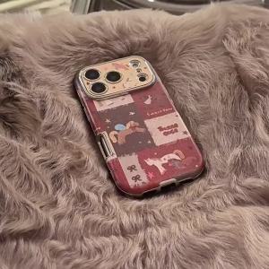 2026 Korean Cartoon Pony Horse Splicing Leather Texture Phone Case For iPhone 17 16 15 14 13 12 11 Pro Max Shockproof Back Cover
