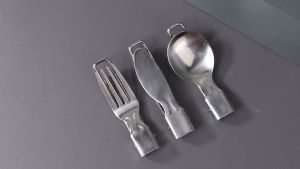 Sendok Garpu Pisau Lipat Portabel Stainless Steel