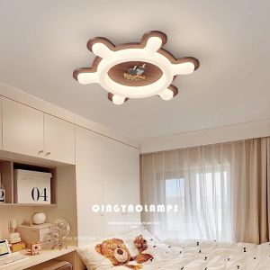 QINGYAO | Antique Style Eye-Protective Creative Ship Steering Wheel Ceiling Light