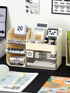 Desktop Drawer Style Storage Box Dustproof Multi-functional Organizer for Students Stationery Small Miscellaneous Items Box