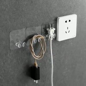 (1pcs) Transparent Plug Wall Mount Bracket Kitchen Wall Strong Adhesive Hook Creative Socket Hook Hanger Plastic Wall-mounted N