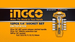 Bộ tuýp bộ khẩu cần siết 2 chiều 1/4 inch INGCO HKTS14122 INGCO HKTS14122 (bộ 12 chi tiếtgồm 10 đầu tuýp 1 tay cầm 1
