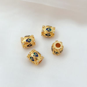 Strong Color Retention 18K Cloisonne Burnt Blue Lotus Butterfly Flower Four-Leaf Clover Scattered Beads Handmade DIY Ornament Bead Accessories