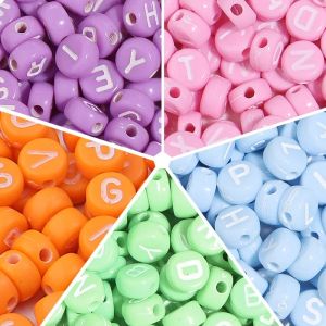 100-500PCS Acrylic Colorful Letter Beads Round Flat Loose Spacer Alphabet Beads For Jewelry Making DIY Bracelet Accessories