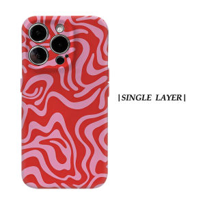 Potdemiel | Aurea Case Matte Bumper For Magsafe Case For iPhone 18 17 16 15 14 Plus 13 Pro Max Shockproof Hard PC Red Pink Swirl Cover