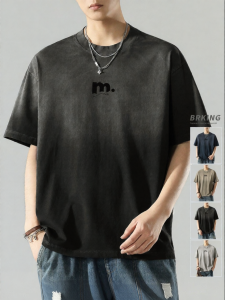 Wood soon | American Street Casual Washed Gradient Short Sleeve T-Shirt