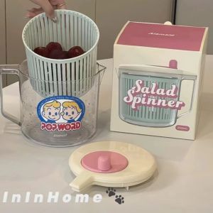 Original Tian Zhi Water Drainer Good-looking Cartoon with Handle Manual Vegetable Dehydrater Kitchen Salad Vegetable Salad Spinner