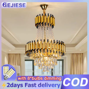 GEJIESE 40W crytstal chandeliers living room dinning room drop lights pendant light 3 color dimming modern luxury crystal chandeliers for high ceiling low ceiling