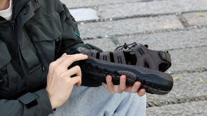 GRITION Grey Color Mens Hiking Sandals Closed Toe Athletic Sport Sandals Leather Athletic Lightweight Trail Walking Casual Water Shoes