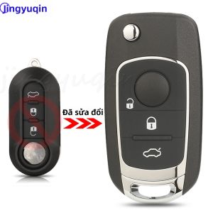 Jingyuqin Gấp Từ Xa Vỏ Chìa Khóa Ô Tô Cho Fiat 500 Panda Punto Bravo Ducato Tipo Egea 2/3BTN ABS + Kim Loại Uncut SIP22 Blade