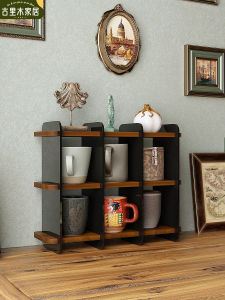 Desktop Multi-layer Storage Rack Simple Miscellaneous Storage Cup Holder Walnut Color Storage Shelf Bedroom Vintage Style